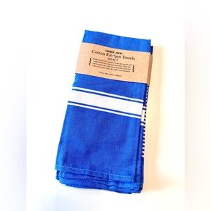 Trader Joe's Blue & White Cotton Kitchen Towels Set of 3, Fouta from Tunisia